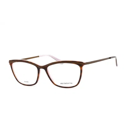 Liz Claiborne Women's Cat-eye Glasses In Dark Tortoise Lilac In Burgundy