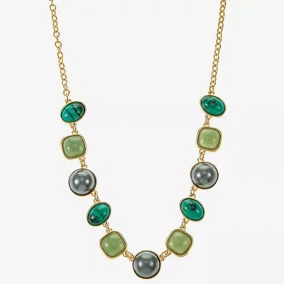 Liz Claiborne Womens 17 Inch Collar Necklace In Green