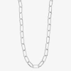 Liz Claiborne Womens 17 Inch Paperclip Chain Necklace In Metallic