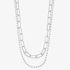 Liz Claiborne Womens 17 Inch Paperclip Chain Necklace In Metallic