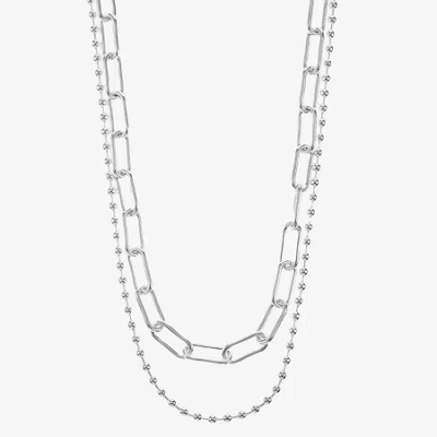 Liz Claiborne Womens 17 Inch Paperclip Chain Necklace In Metallic