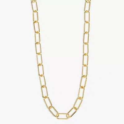 Liz Claiborne Womens 17 Inch Paperclip Chain Necklace In Gold