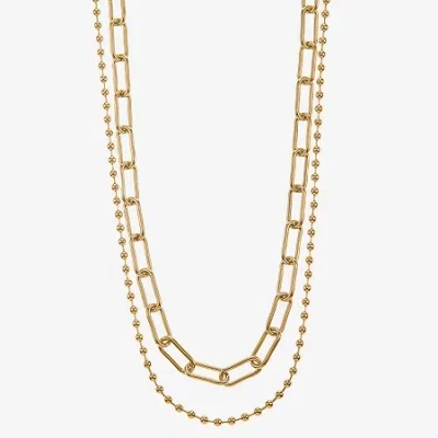 Liz Claiborne Womens 17 Inch Paperclip Chain Necklace In Gold