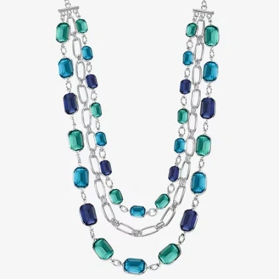 Liz Claiborne Womens 18 Inch Collar Necklace In Blue
