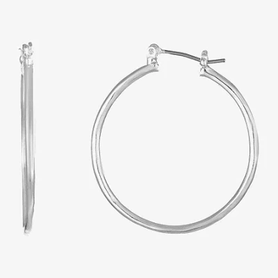 Liz Claiborne Womens 31mm Hypoallergenic Hoop Earrings In Silver