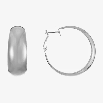 Liz Claiborne Womens 39.1mm Hypoallergenic Hoop Earrings In Silver