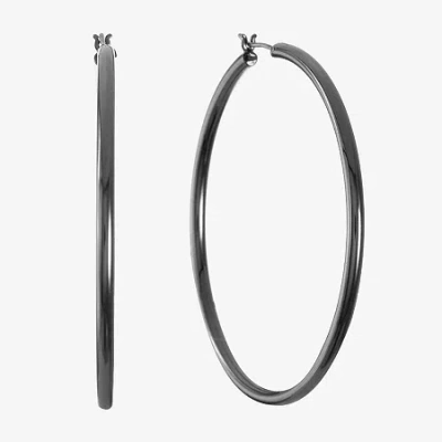 Liz Claiborne Womens 50mm Hypoallergenic Hoop Earrings In Black