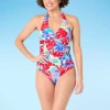 Liz Claiborne Womens Adjustable Features One Piece Swimsuit In Red