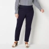 Liz Claiborne Womens Amber Mid Rise Slim Pull-on Pants - Plus In Blue