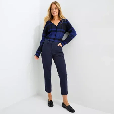Liz Claiborne Womens Ankle Mid Rise Ankle Pant In Blue