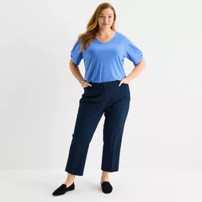 Liz Claiborne Womens Ankle Mid Rise Ankle Pant In Blue