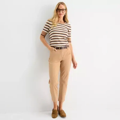 Liz Claiborne Womens Ankle Mid Rise Ankle Pant In Neutral