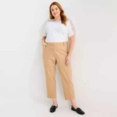 Liz Claiborne Womens Ankle Mid Rise Ankle Pant In Neutral