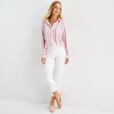 Liz Claiborne Womens Ankle Mid Rise Ankle Pant In White