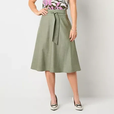 Liz Claiborne Womens Belted Wrap Skirt In Green