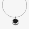 Liz Claiborne Womens Black 17 Inch Pendant Necklace In Silver