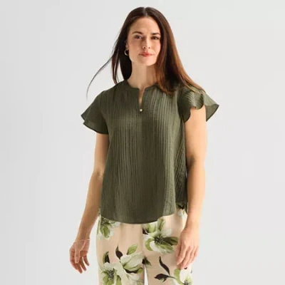 Liz Claiborne Womens Blouse In Green