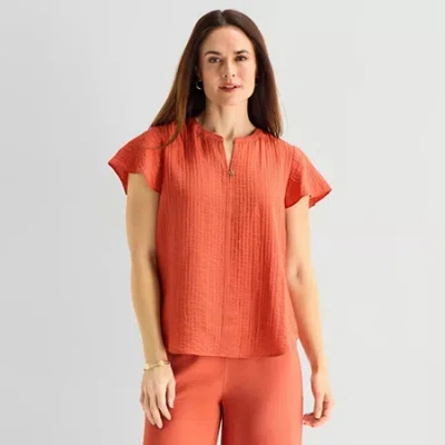 Liz Claiborne Womens Blouse In Orange