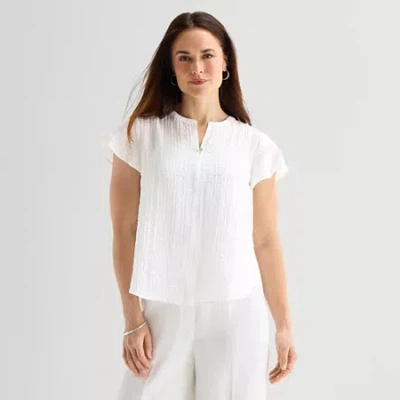 Liz Claiborne Womens Blouse In White