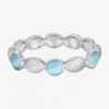 Liz Claiborne Womens Blue Glass Round Stretch Bracelet In Silver