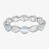 Liz Claiborne Womens Blue Glass Round Stretch Bracelet In White