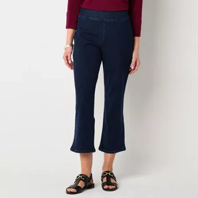 Liz Claiborne Womens Bootcut Mid Rise Cropped Pant In Blue