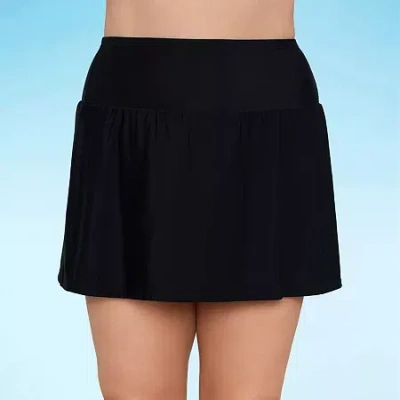 Liz Claiborne Womens Comfort Waistband Swim Skirt In Black