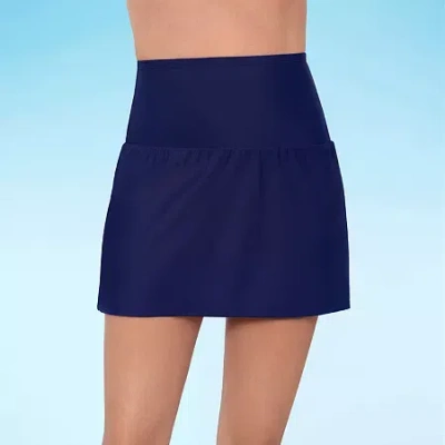 Liz Claiborne Womens Comfort Waistband Swim Skirt In Blue