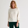 Liz Claiborne Womens Crew Neck 3/4 Sleeve Blouse In Neutral