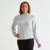 Liz Claiborne Womens Crew Neck Long Sleeve Pullover Sweater In Gray