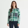 Liz Claiborne Womens Crew Neck Long Sleeve Pullover Sweater In Green
