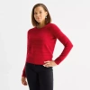 Liz Claiborne Womens Crew Neck Long Sleeve Pullover Sweater In Red