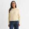 Liz Claiborne Womens Crew Neck Long Sleeve Pullover Sweater In Neutral