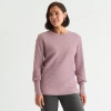 Liz Claiborne Womens Crew Neck Long Sleeve Striped Pullover Sweater In Purple