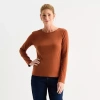 Liz Claiborne Womens Crew Neck Long Sleeve T-shirt In Brown