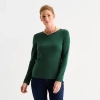Liz Claiborne Womens Crew Neck Long Sleeve T-shirt In Green