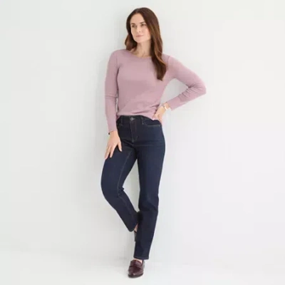 Liz Claiborne Womens Crew Neck Long Sleeve T-shirt In Purple