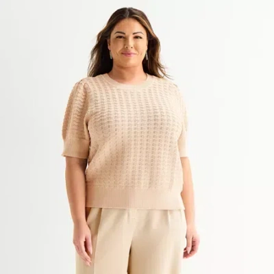 Liz Claiborne Womens Crew Neck Pullover Sweater In Neutral