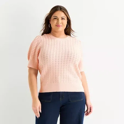 Liz Claiborne Womens Crew Neck Pullover Sweater In Pink