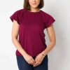Liz Claiborne Womens Crew Neck Short Sleeve Blouse In Purple