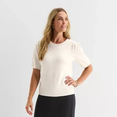 Liz Claiborne Womens Crew Neck Short Sleeve Pullover Sweater In Blue