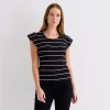 Liz Claiborne Womens Crew Neck Short Sleeve T-shirt In Black