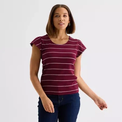 Liz Claiborne Womens Crew Neck Short Sleeve T-shirt In Red