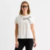 Liz Claiborne Womens Crew Neck Short Sleeve T-shirt In White