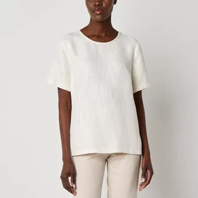 Liz Claiborne Womens Crew Neck Short Sleeve T-shirt In White