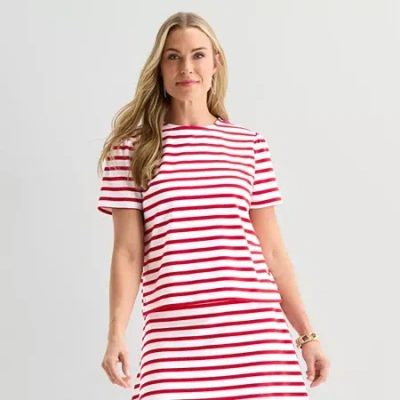 Liz Claiborne Womens Crew Neck Short Sleeve T-shirt In Red