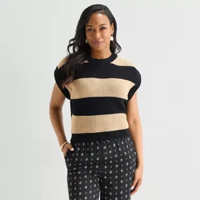 Liz Claiborne Womens Crew Neck Sleeveless Pullover Sweater In Animal Print