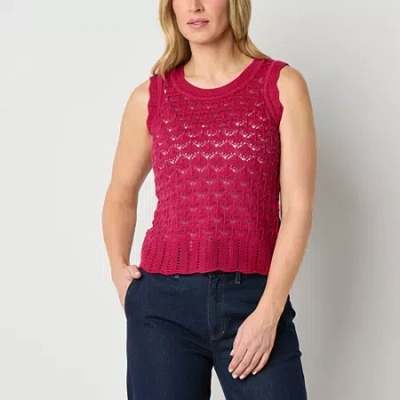 Liz Claiborne Womens Crew Neck Sleeveless Tank Top In Red