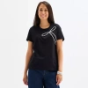 Liz Claiborne Womens Easy-on + Easy-off Crew Neck Short Sleeve Adaptive T-shirt In Black