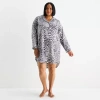 Liz Claiborne Womens Flannel Long Sleeve Plus Nightshirt In Multi